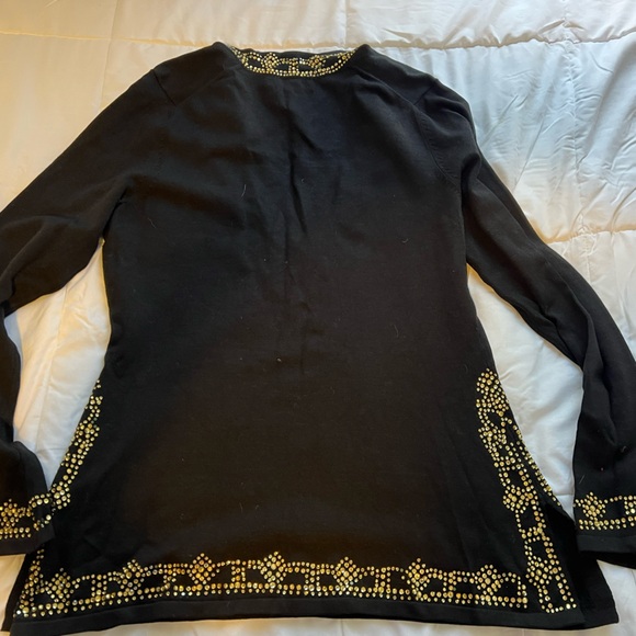 I.N.C. Women’s Black and Gold Rhinestone embellished sweater - Picture 4 of 6